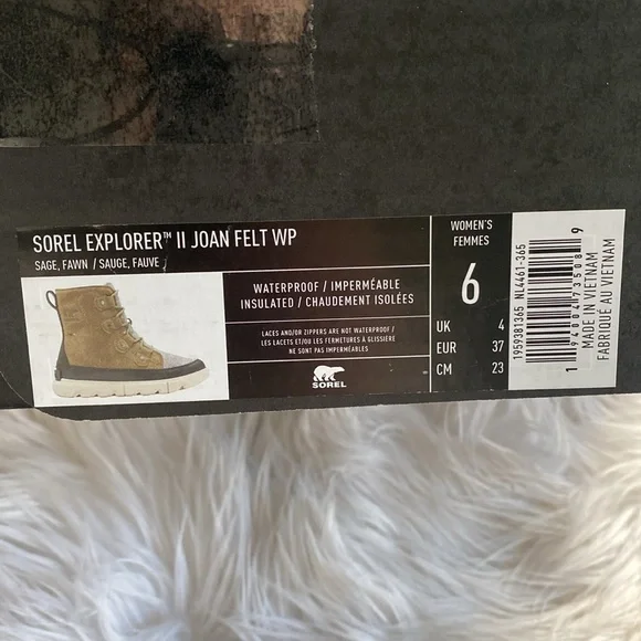 ❄️SOREL Explorer II Joan Felt WP Green white black red Women’s 6 - Picture 17 of 17